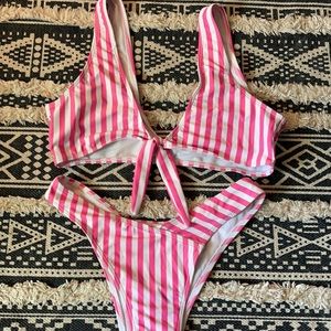 Pink striped bikini